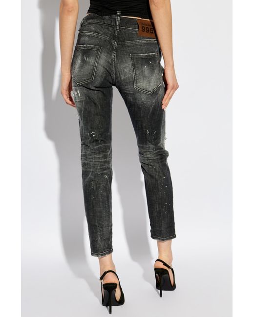 DSquared² Gray Distressed Skinny Jeans