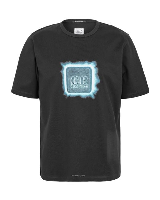 C P Company Black Logo Crew Neck T-Shirt for men
