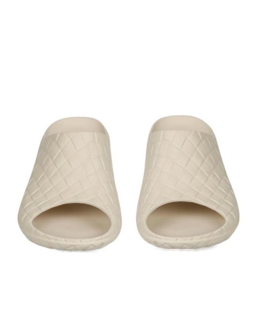 Bottega Veneta White Intreccio Slip-On Slides for men