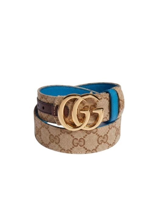 Gucci Blue Reversible Gg Marmont Belt