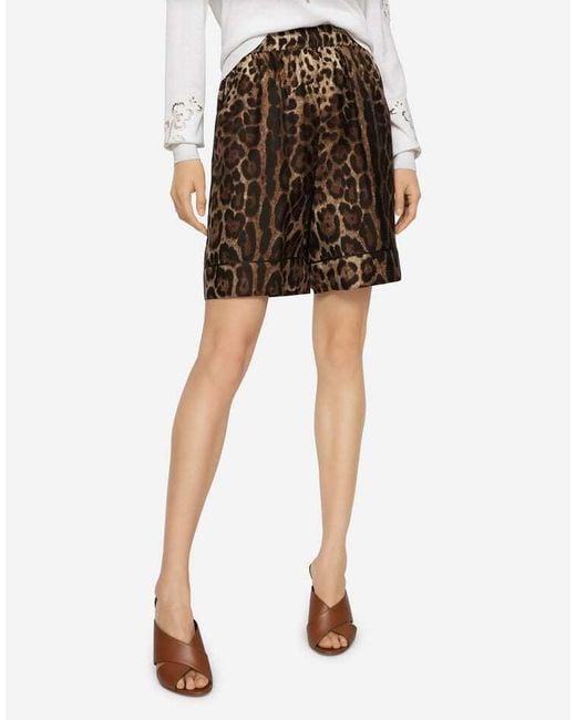 Dolce & Gabbana Black Leopard Print Shorts