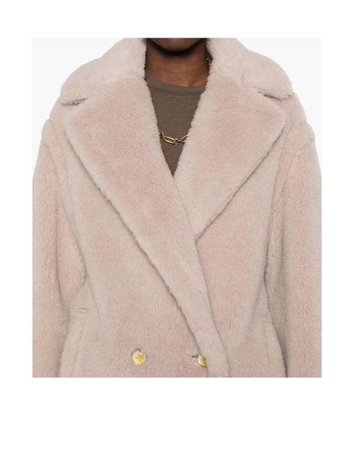 Max Mara Natural Cuba Double-Breasted Long-Sleeved Coat