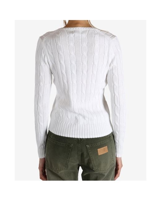 Polo Ralph Lauren White V-Neck Long Sleeved Jumper
