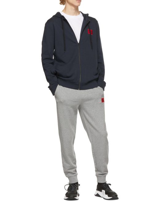 Boss Purple Hugo Logo Embroidered Zipped Hoodie for men