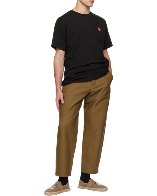 KENZO Black Pop-Embroidered T-Shirt for men