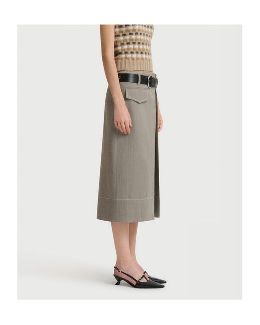Marni Gray Wool Midi Skirt With Pocket