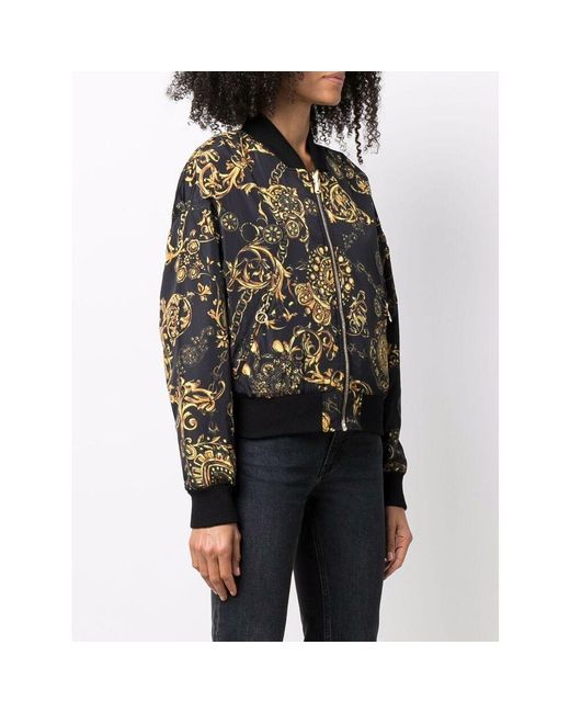 Versace Jeans Black Baroque Print Bomber Jacket