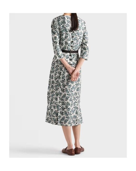 Prada Gray Printed Pongé Dress