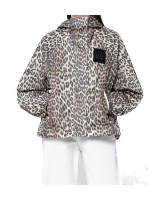 Ganni Gray Leopard Print Jacket