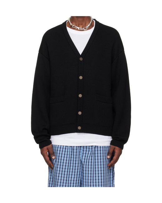 Vetements Black Wool Long-Sleeved Knit Cardigan for men