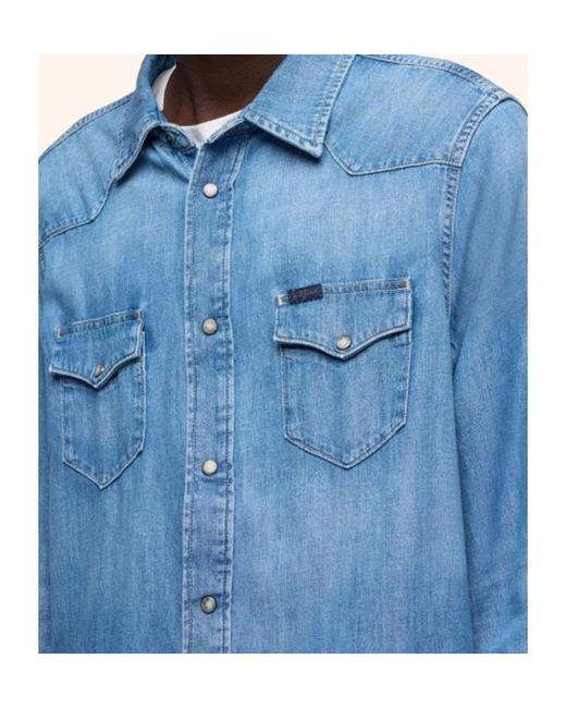 7 For All Mankind Blue Western Denim Shirt for men