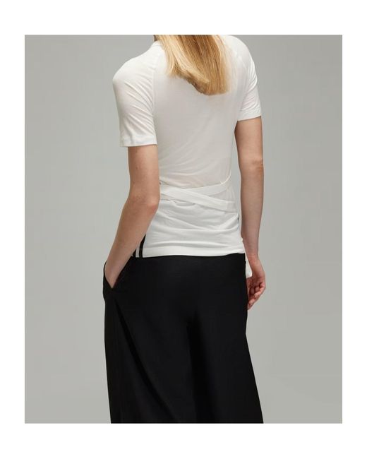 Y-3 White 3-Striped Drawstring T-Shirt
