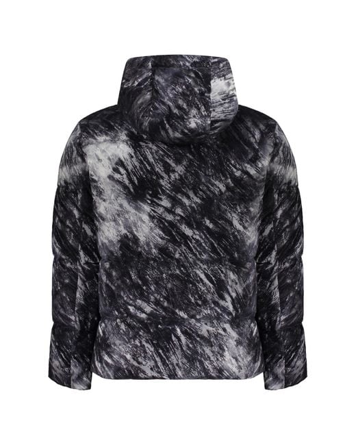 Herno Black Hooded Printed Down Jacket for men