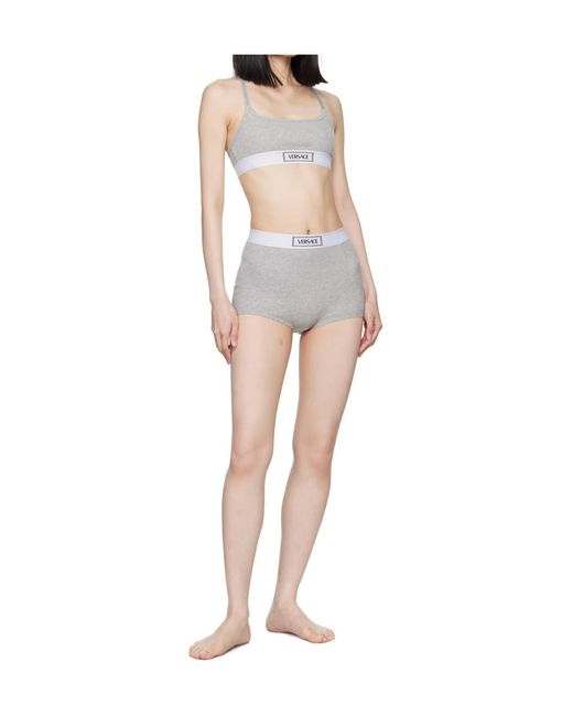 Versace Natural 90S Logo-Waistband Ribbed Briefs