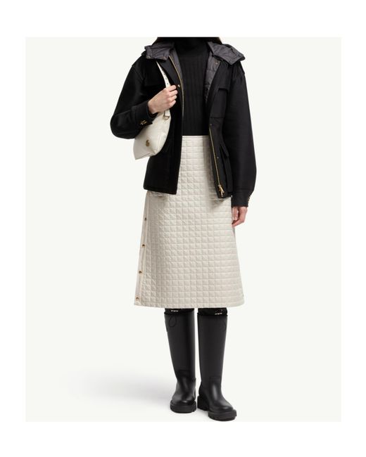 Moncler White Square-Quilted Padded Midi Skirt