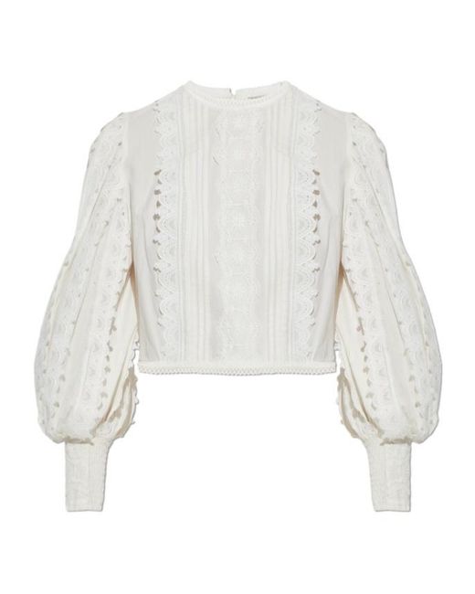 AllSaints White Hart Lace Panel Crop Top