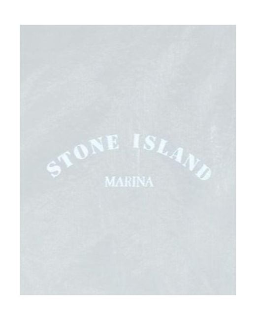 Stone Island Blue Marina Logo-Print Hooded Jacket for men