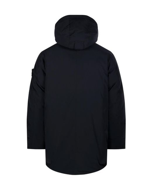 Stone Island Blue Logo Patch Hooded Jacket for men