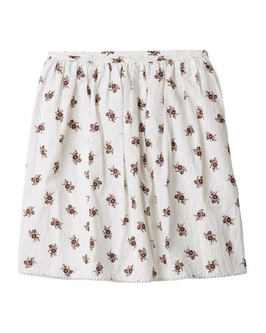 Miu Miu Printed Slubbed Poplin Skirt in Natural | Lyst