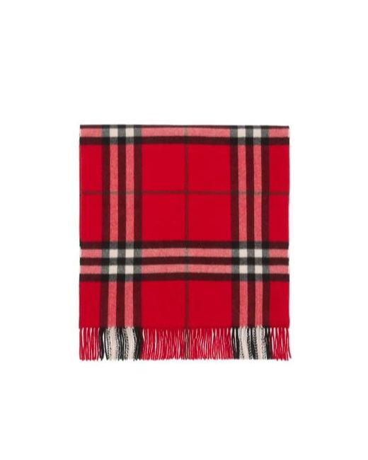 Burberry Red Wide Cross Stitch Ekd Check Scarf