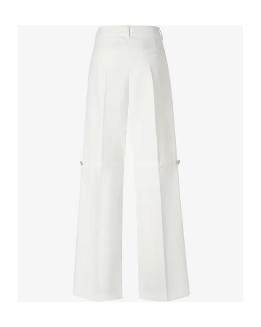 Fendi White Straight-Leg Pleated Trousers