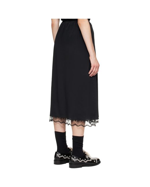 Simone Rocha Black Lace-Trim Midi Skirt