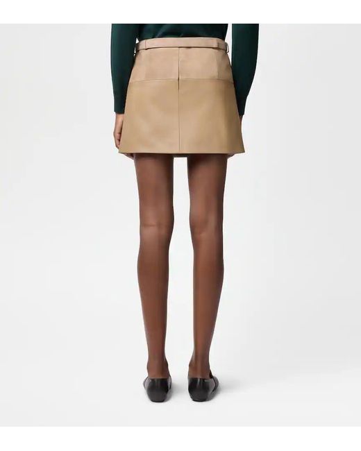 Tod's Natural Belted Leather Mini Skirt