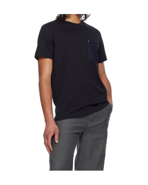 Moncler Black Cotton Denim T-Shirt With Pocket for men