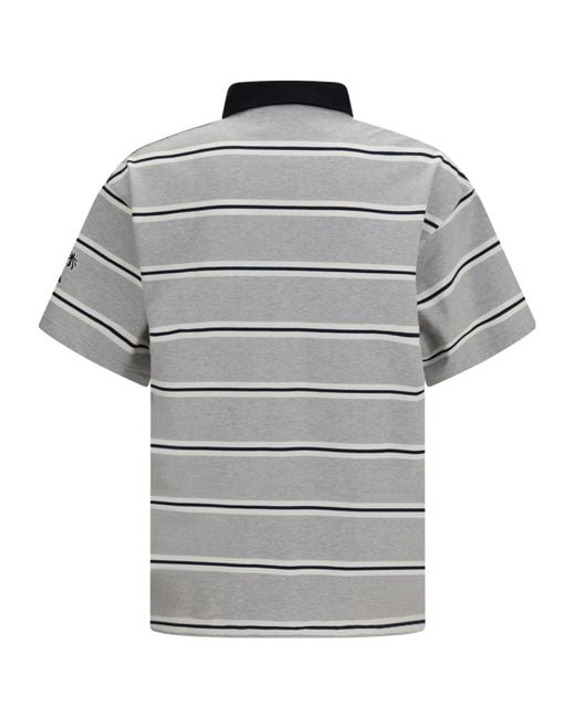 Palm Angels Gray Palm Sport Striped Polo Shirt for men