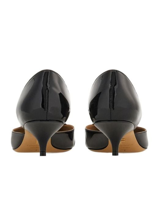 Ferragamo Black Mini Bow Mid Heel Pump