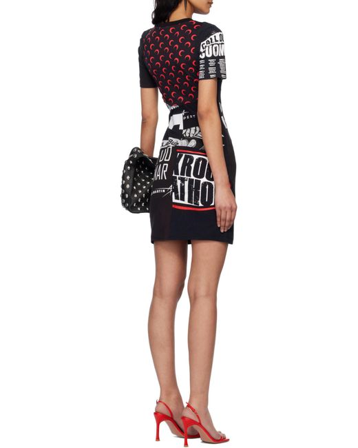 MARINE SERRE Red Graphic-Printed Patchwork Mini Dress
