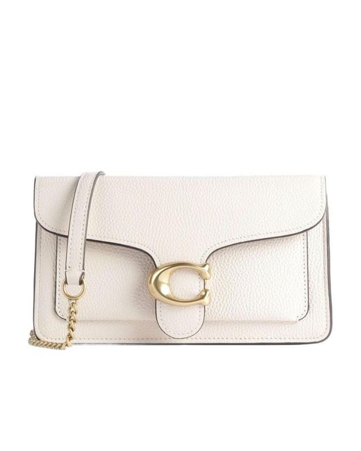 COACH Natural Tabby Logo Plaque Chained Clutch Bag