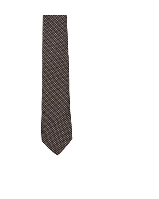 Canali White Geometric-Pattern Floral-Motif Tie for men