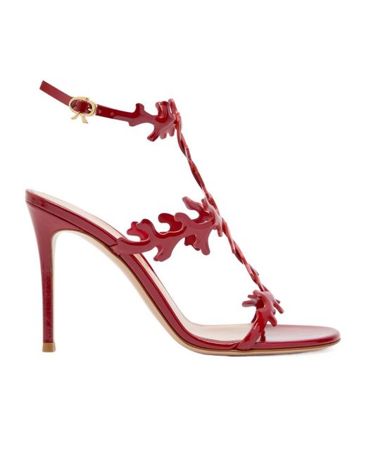 Gianvito Rossi Pink Ocean 95 Coral-Design Glossed Nappa Sandals