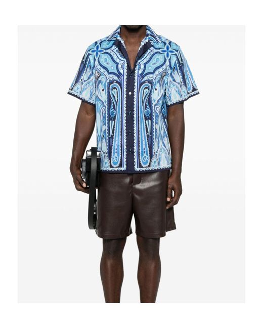 Etro Blue Shirt With Paisley Print for men