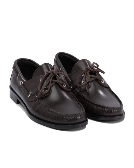 Aeyde Black Harris Leather Moccasin Flats