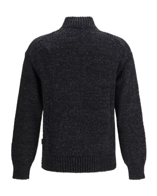 Herno Blue Laminar Mélange Half-Zip Knitted Sweater for men