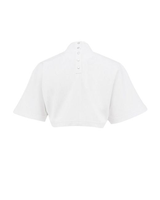 Alaïa White Alaïa Short-Sleeved Cropped T-Shirt