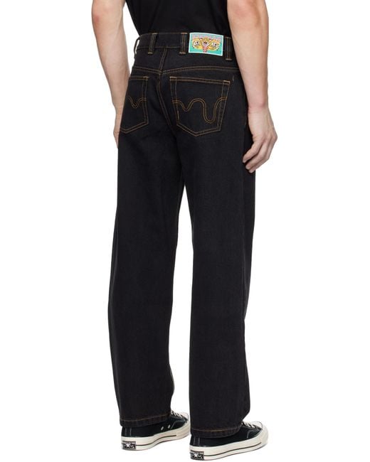 ICECREAM Black Running Dog-Print Jeans for men