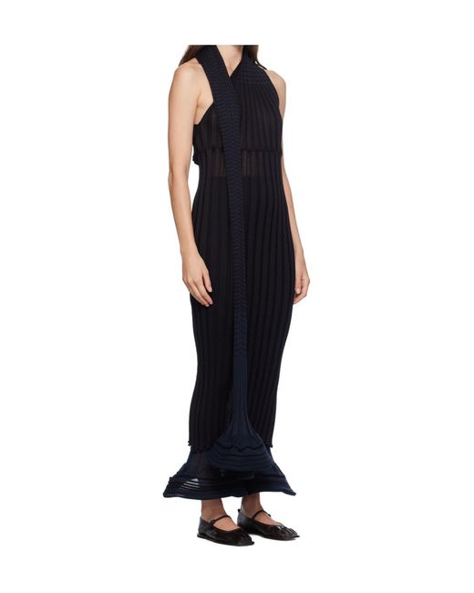 Issey Miyake Black Sagao Striped Stitching Dress