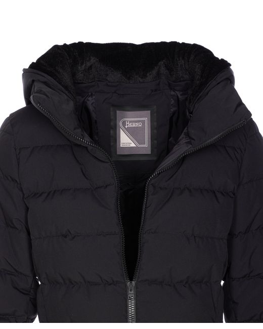 Herno Blue Two-Layer Windstopper Hooded Puffer Jacket