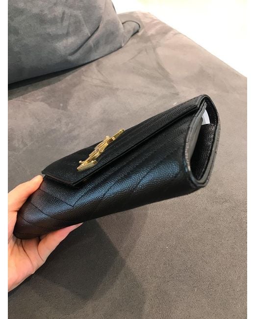 Saint Laurent Black Grain De Poudre Monogram Wallet