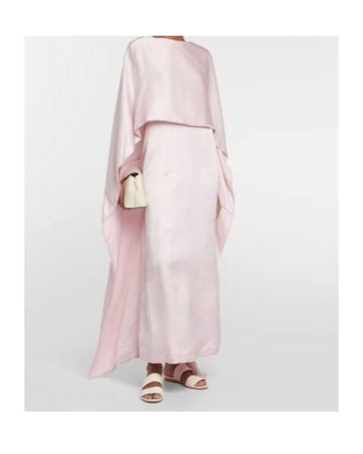 Gabriela Hearst Pink A Satin Shawl-Style Dress