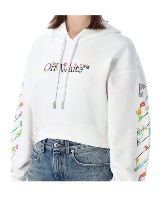 Off-White c/o Virgil Abloh Blue Flower Cropped Hoodie