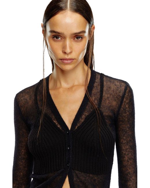 DIESEL Black M-Arina Bra Detailed Sheer Cardigan
