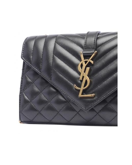 Saint Laurent Gray Envelope Logo Plaque Medium Shoulder Bag