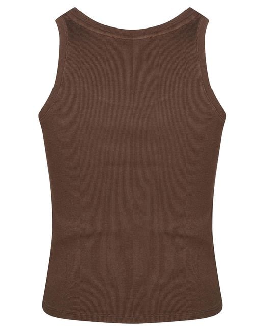 ROTATE BIRGER CHRISTENSEN Brown Logo Ribbed Top