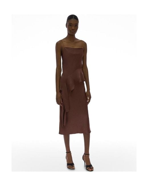 Helmut Lang Brown Asymmetrical Draped Tank Top