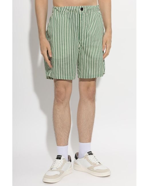 AllSaints Green Striped Shorts for men