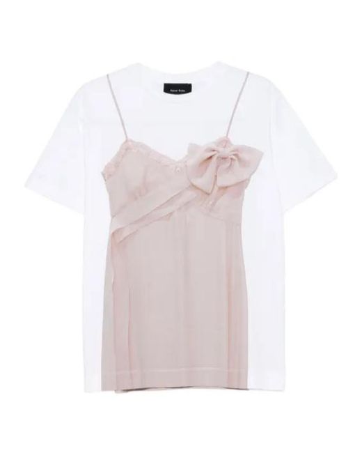 Simone Rocha Pink Bow-Print T-Shirt